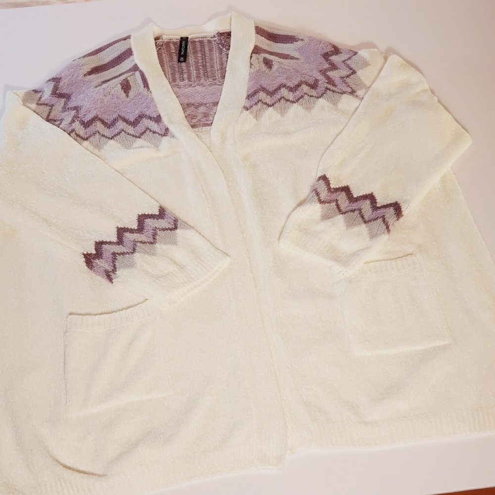 Womens cream and purple sweater